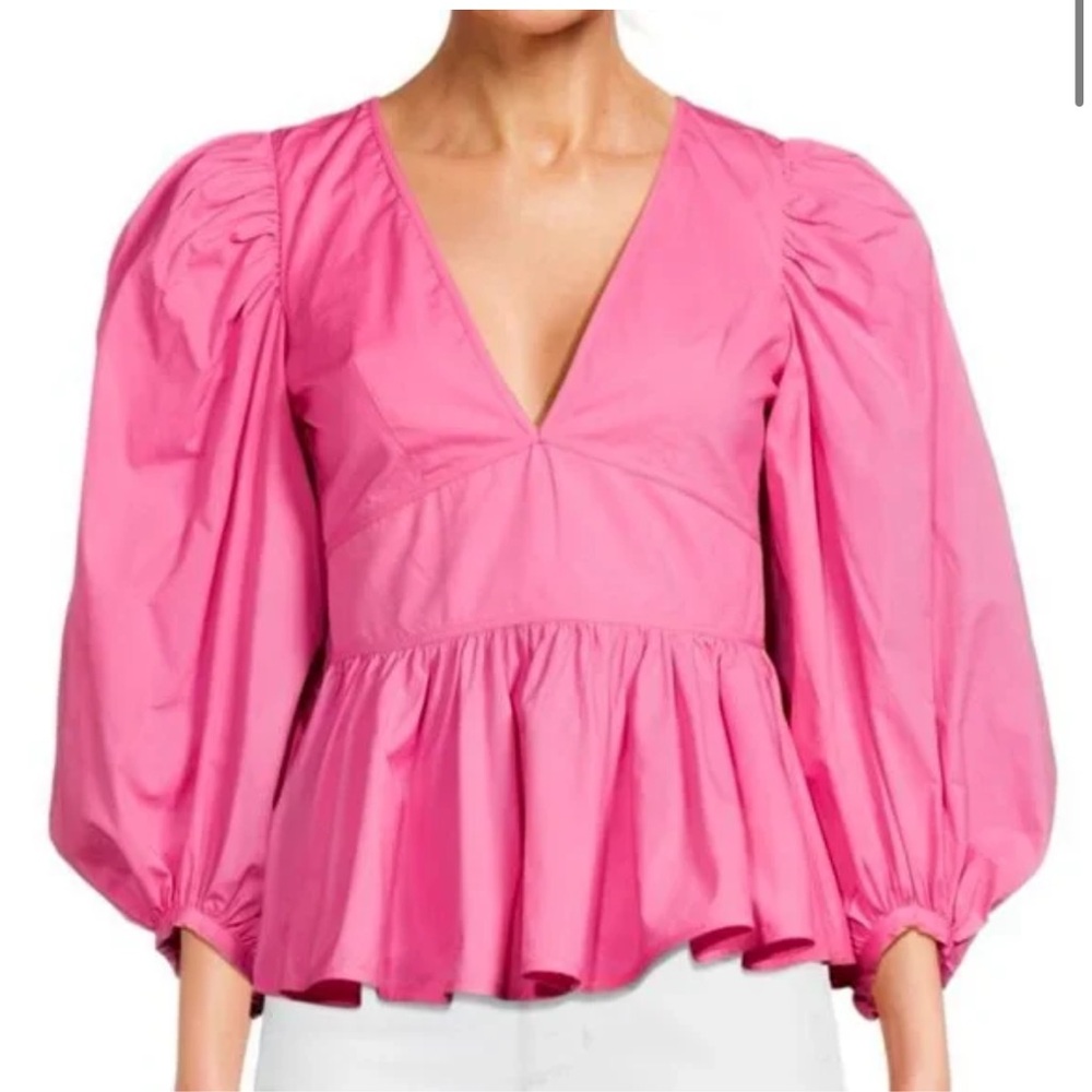 Staud Luna top strawberry pink long sleeve top blouse NWT sold out date night